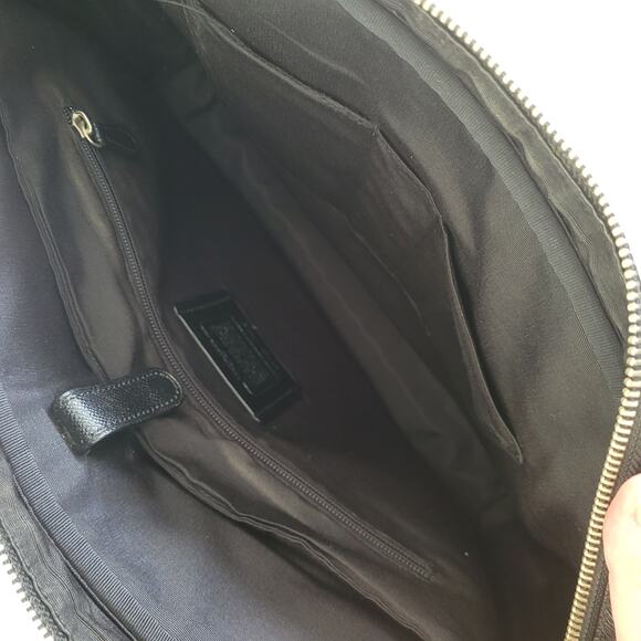 COACH Crossgrain Leather Briefcase Laptop Bag Black Unisex Large Zip 15x11x3 - Picture 3 of 15